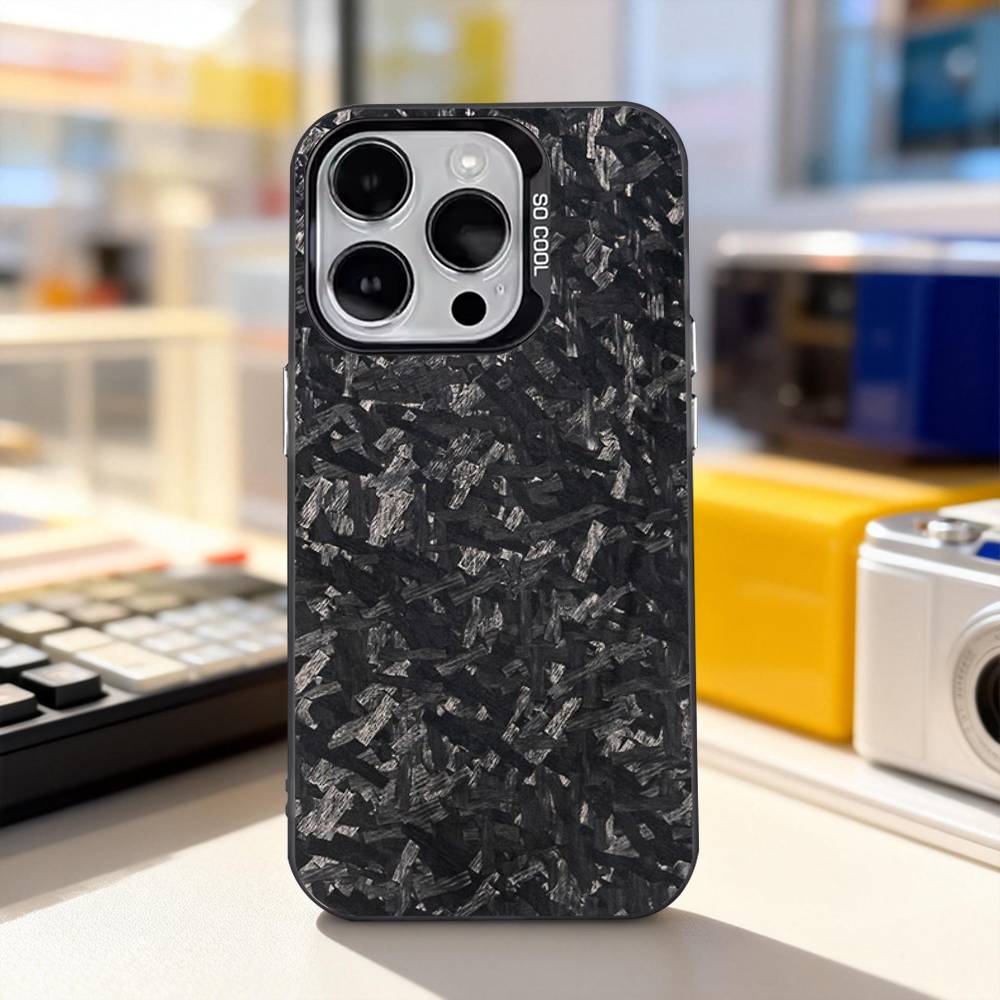 Carbon Fiber Pattern Painting Phone Case For iPhone 11,12,13,14,15,16,17,Pro,Max,Plus,E,Air,Mini IMD Matte Black