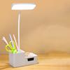 Mała lampka biurkowa LED ściemniana chroniąca oczy lampka stołowa LED z uchwytem na długopisy i telefon do sypialni biura