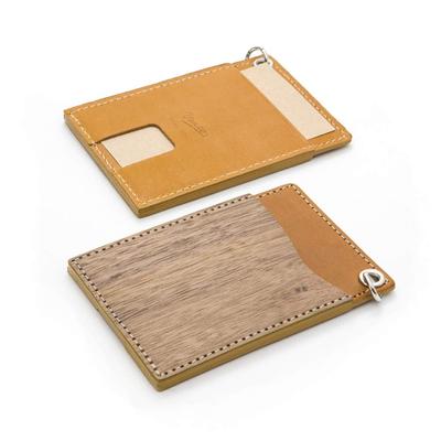REAL Pass Holder Pass Case Pass Holder Genuine Leather Natural Wood Wood Leather Made In Japan Mustard [VARCO WOOD] Men's Women's