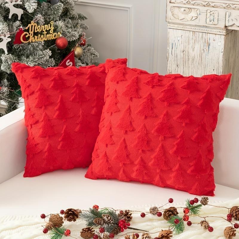 45X45Cm Christmas Tree Plush Pattern Pillow Cases Merry Christmas Decor For Home Xmas Gifts New Year Sofa Decor Navidad