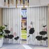 2PCS New Chinese Flower and Bird Print Semi-blackout Curtain Custom Hook Grommet Top Model Living Room Bedroom Window Curtain