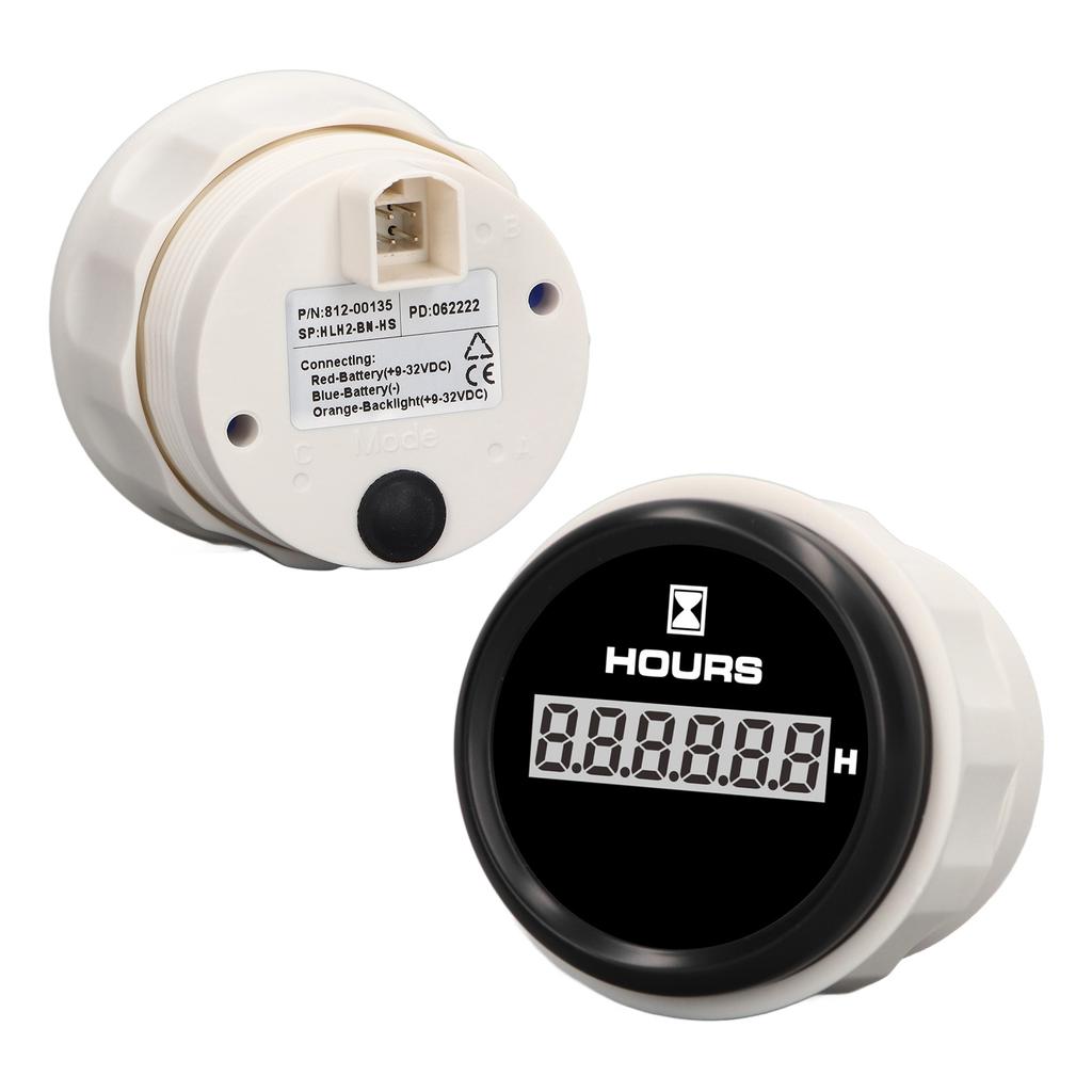 52mm Digital Hour Meter Gauge 0‑99999.9H Black Dial 7 Color Backlight IP67 Waterproof DC 9‑32V for Marine Boat