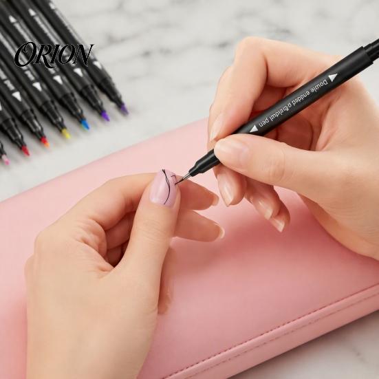 Professional Nail Design Tools 12Pcs 24 Colors Dual Ended Art Pen Set, Markers with DIY Manicure Supplies Fine & Wide Tips, Quick?Dry Painting