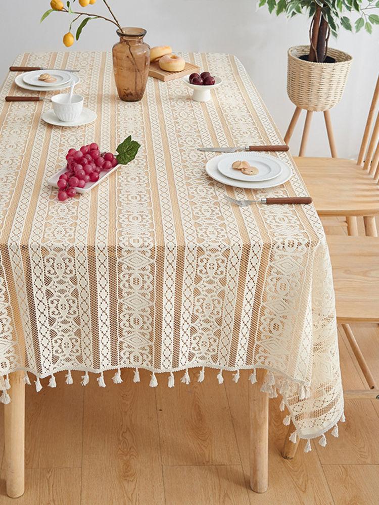 French Retro Lace Hollow Tablecloth Pastoral Style Photo Long Crochet Tablecloth Coffee Table Cover Towel Dining Table Cloth Cover Cloth