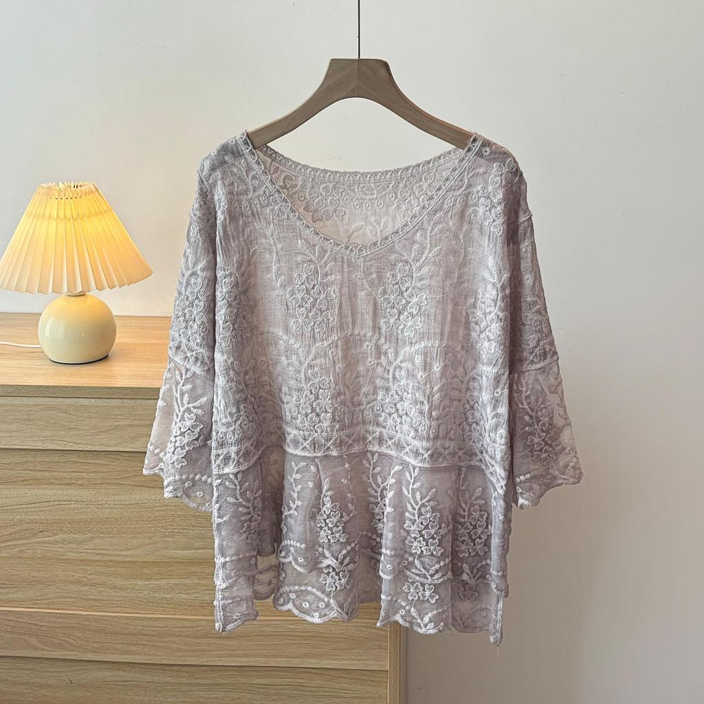 DIMANAF 2025 Neues Sommer Damen T-Shirt T-Shirt Kurzarm Fledermaus Basic Mode V-Ausschnitt Oberteile Tees Lässig Locker Weißes T-Shirt