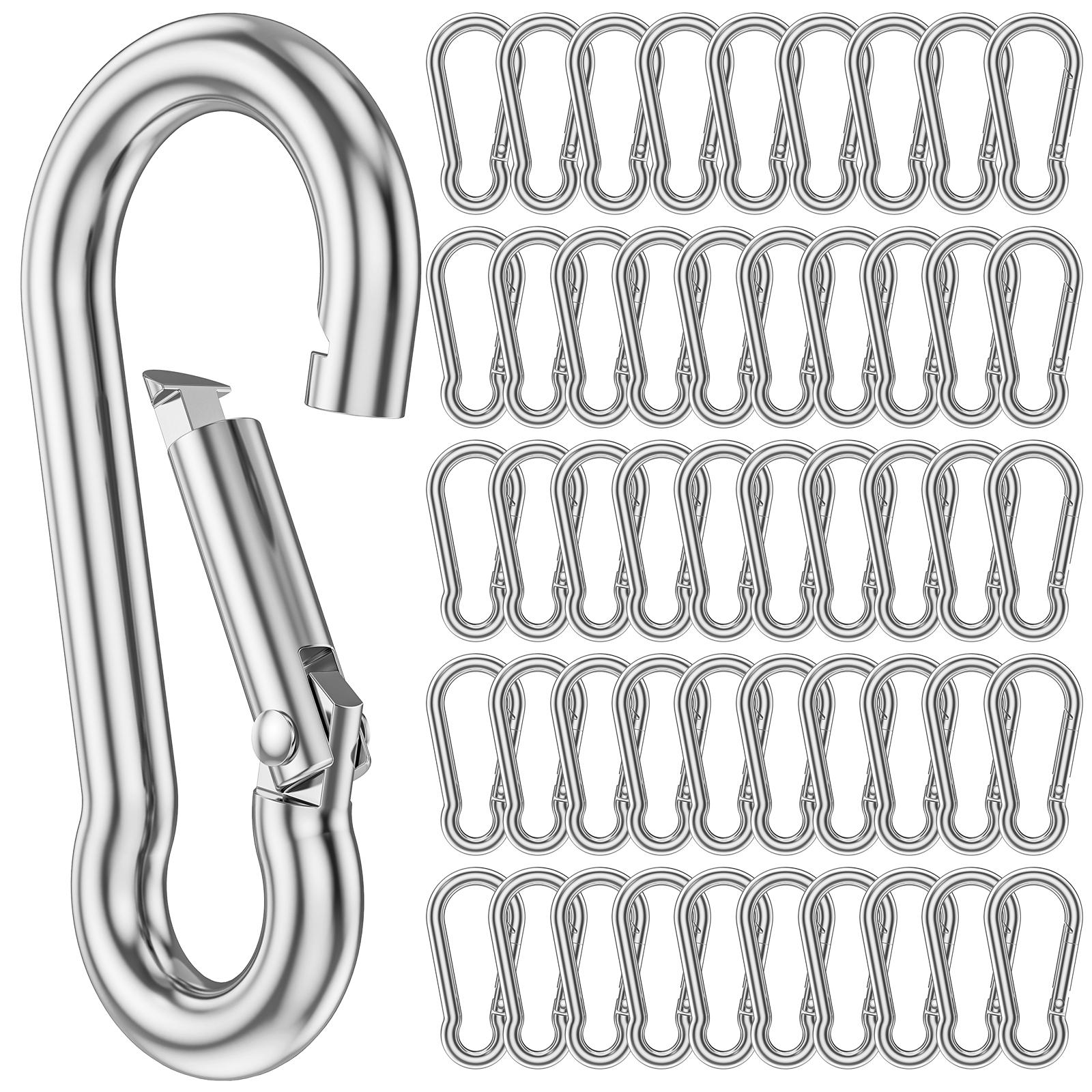 50Pcs Carabiner Clip Mini Metal Carabiner Clip 304 Stainless Steel Spring Snap Carabiner M5 Quick Link Lock Ring Buckle Keychain