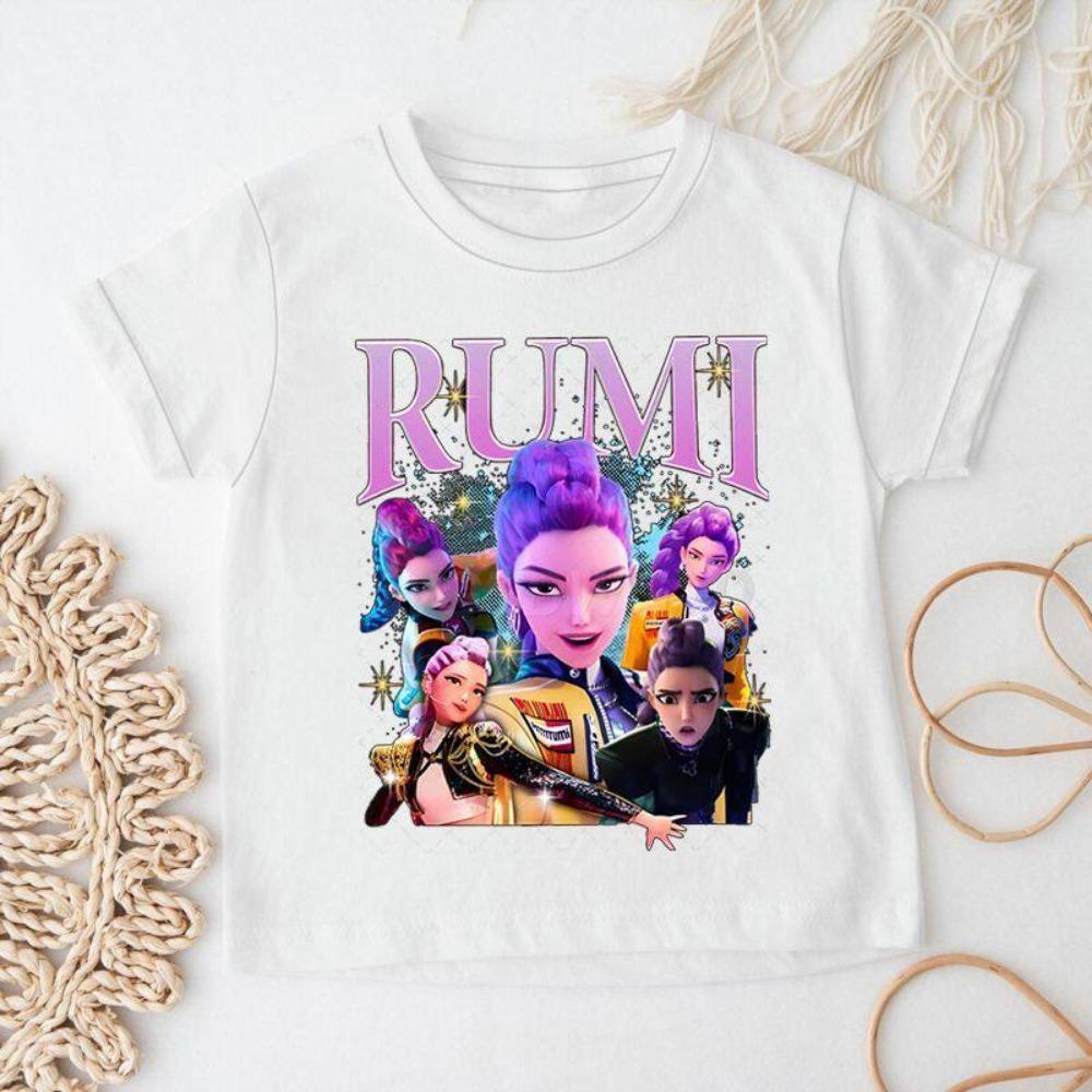Children s T-shirt-Demon Hunting-Kpop Demon Hunting Girl Group Printing Summer Casual Short-sleeved for Men, Women and Children 110