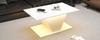 100*50*46cm Coffee Table Special Shape with LED Lights, High-Gloss Living Room Table, Sofa Table, Side Table, for Small Rooms, White, V-Shape