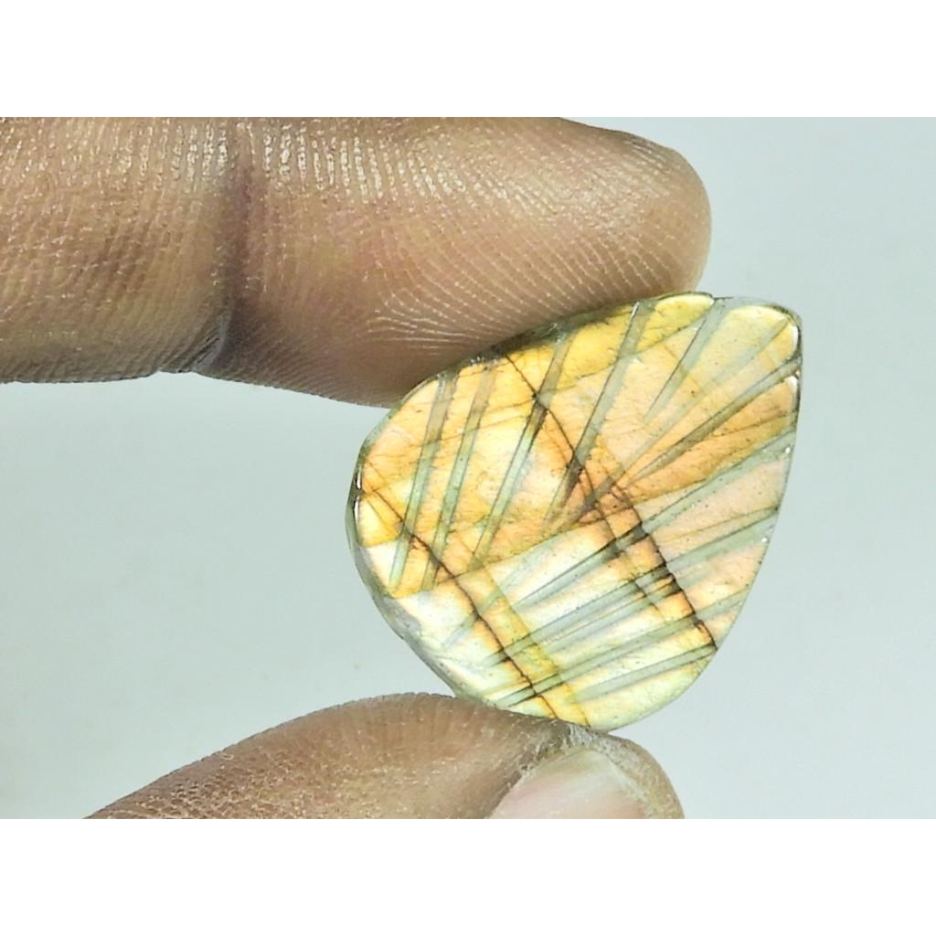 10Cts.Natural Labradorite Carving Pear Cabochon Loose Gemstone 19X24X02MM B-374