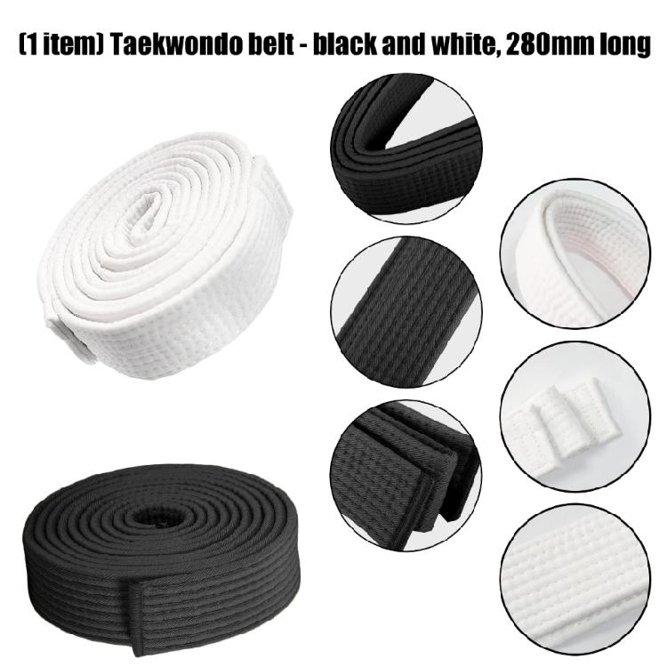 Durability Taekwondo Practice Belt Standardized Black White Polyester Weave for Athletic Performances