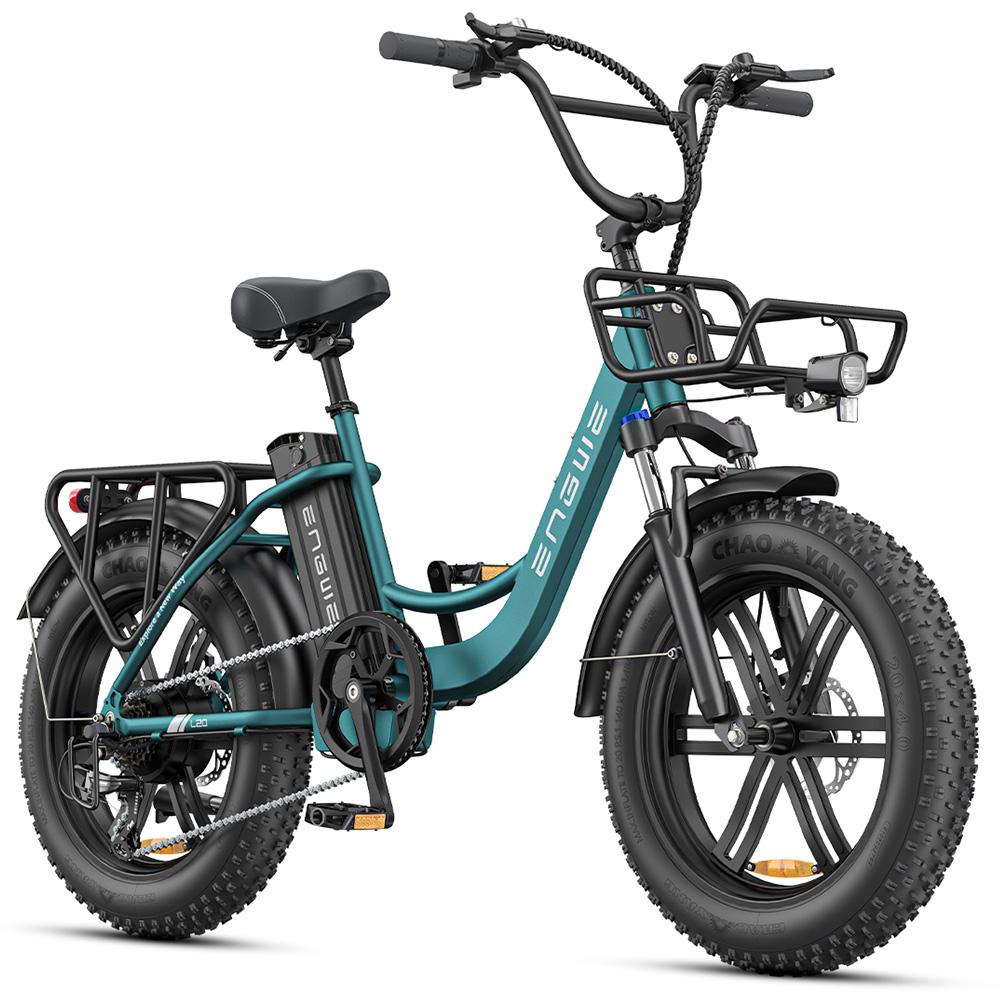 Electric Bicycle Engwe 20" 250W Motor 48V 13AH City Ebike Top Speed 25Km/h Max Load 120Kg All Terrain Ebike 7 Speed Green L20 Boost