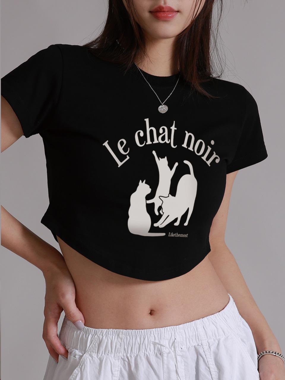 Like The Most Cats Woman Asymmetrical Crop Tee White/S