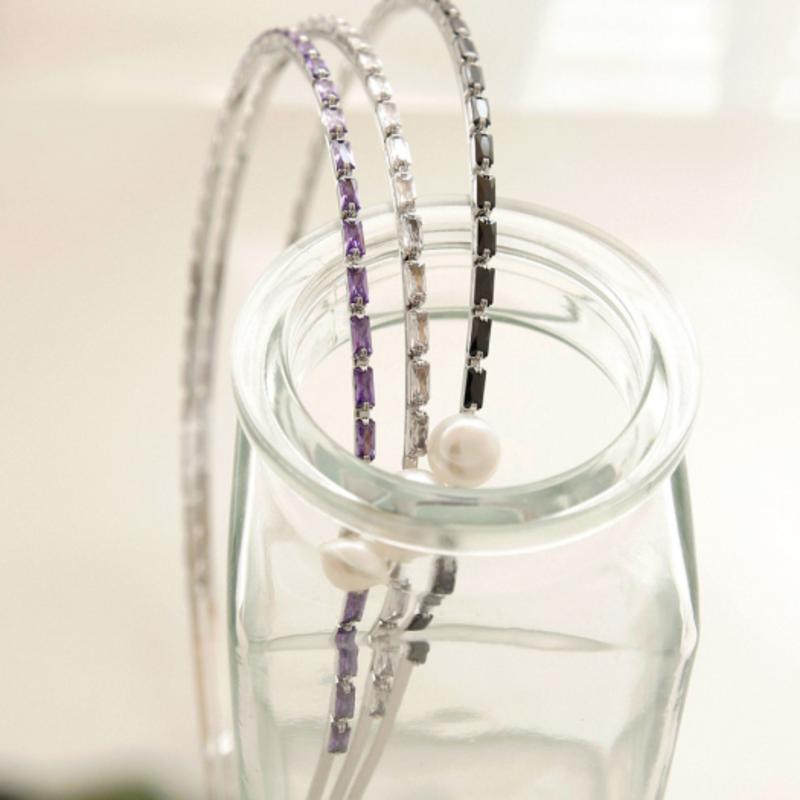 

J.Lauren Жемчужная точка Тонкий Кубический ряд Повязка для волос H0852 black