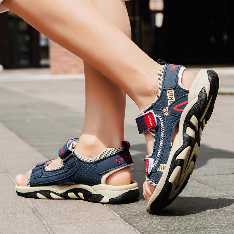 Children's Sandals Velcro Summer New Breathable Non-slip Sports Sandals Wear-resistant Versatile Boys Soft Sole