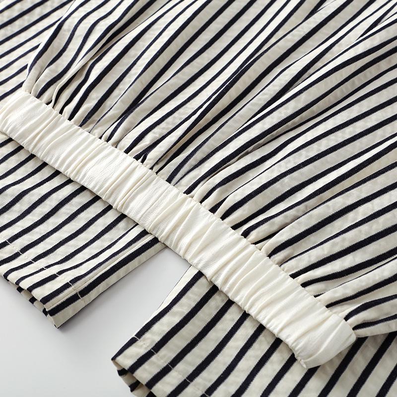 White Striped Wide Leg Women's Slimming Pants - New Summer 2025 Collection