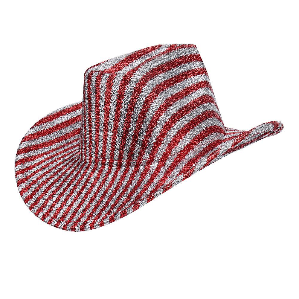 Spot Red Christmas Western Cowboy Hat Snowflake Stripe Party Ball Dress Up Jazz Hat Versatile Top Hat