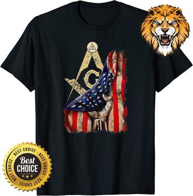Amerikaanse Vlag Echte Vrijmetselaars Winkelhaak en Passer Vrijmetselaars Shriner T-shirt