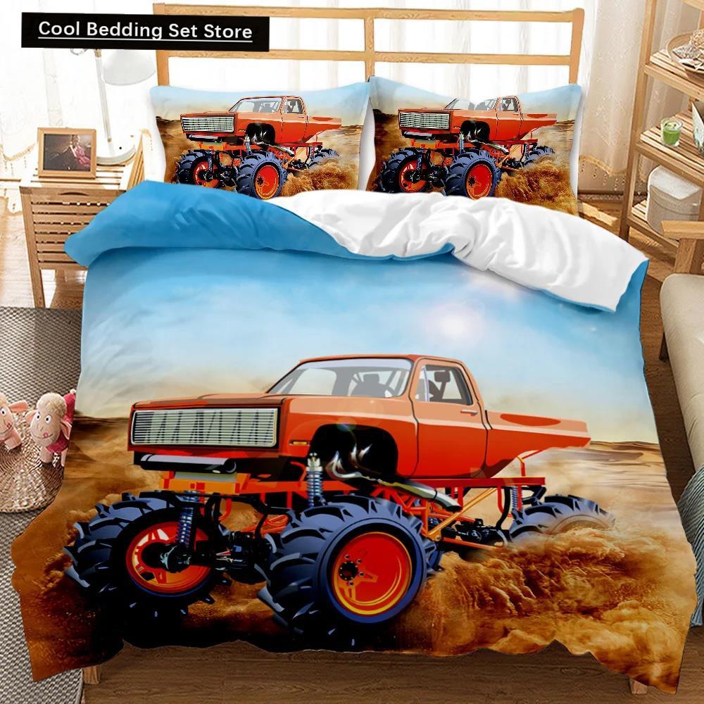 Engineering Vehicle Duvet Cover Set Engineering Vehicle Pickup Truck Off Road Vehicle Polyester Bedding Set Double Queen King