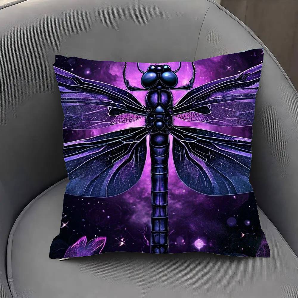 Interesting Dragonfly Pillow Case Fashion Square Pillowcase Bedroom Sofa Room Ins Decoration Leisure