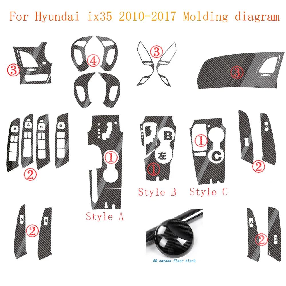 Für Hyundai Tucson ix35 2010-2017 Innenraum Mittelkonsole Türgriff Kohlefaser Aufkleber Decals Autostyling Zubehör