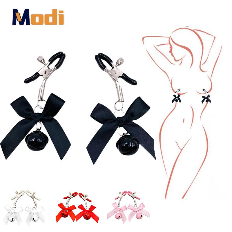 MoDi 4 Colors Sexy Bow Adjustable Nipple Clamp Breast BDSM Small Bell Adult Fetish Flirting Teasing Sex Toys For Couples