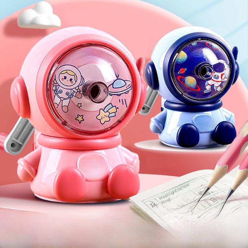 Creative Astronaut Hand-Cranked Pencil Sharpener for Students - Cartoon Design