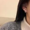 Bow a two-wear stud earrings cold wind simple earrings temperament earrings