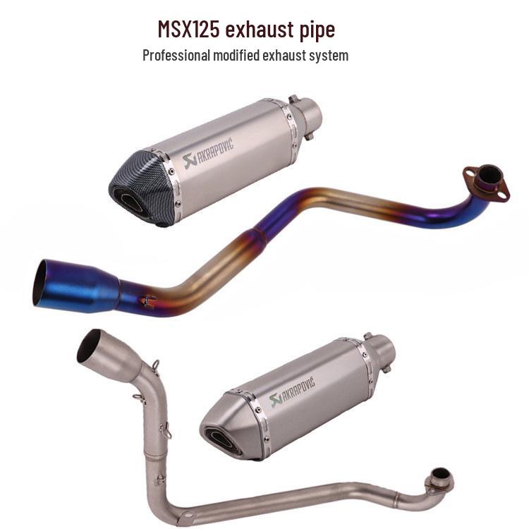 Silver Steel Dual Tail Exhaust for Monkey 125 MSX125 Horizontal Cylinder