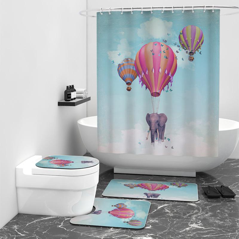 Hot Air Balloon Digital Printing Shower Curtain Bathroom Cover Waterproof