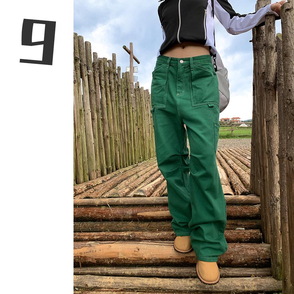 9-Hour American Retro Multi-Pocket Women's Cargo Pants - 2023 Spring Collection, Straight Leg Style