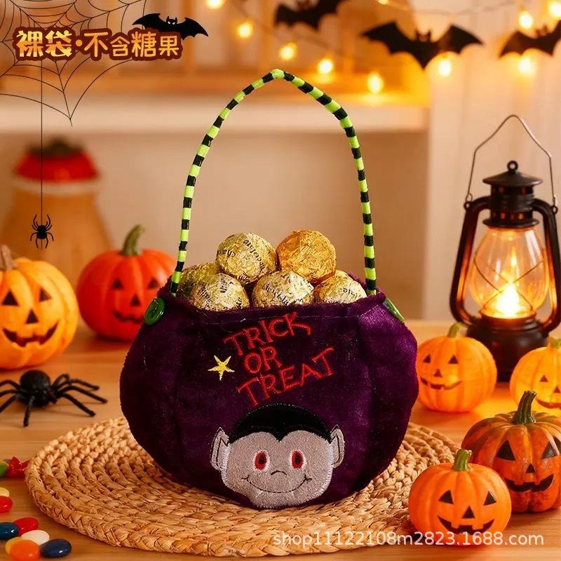 Halloween Candy Bags Decorative Pumpkin Tote for Kids Party Treat Bags Trick or Treat Sack