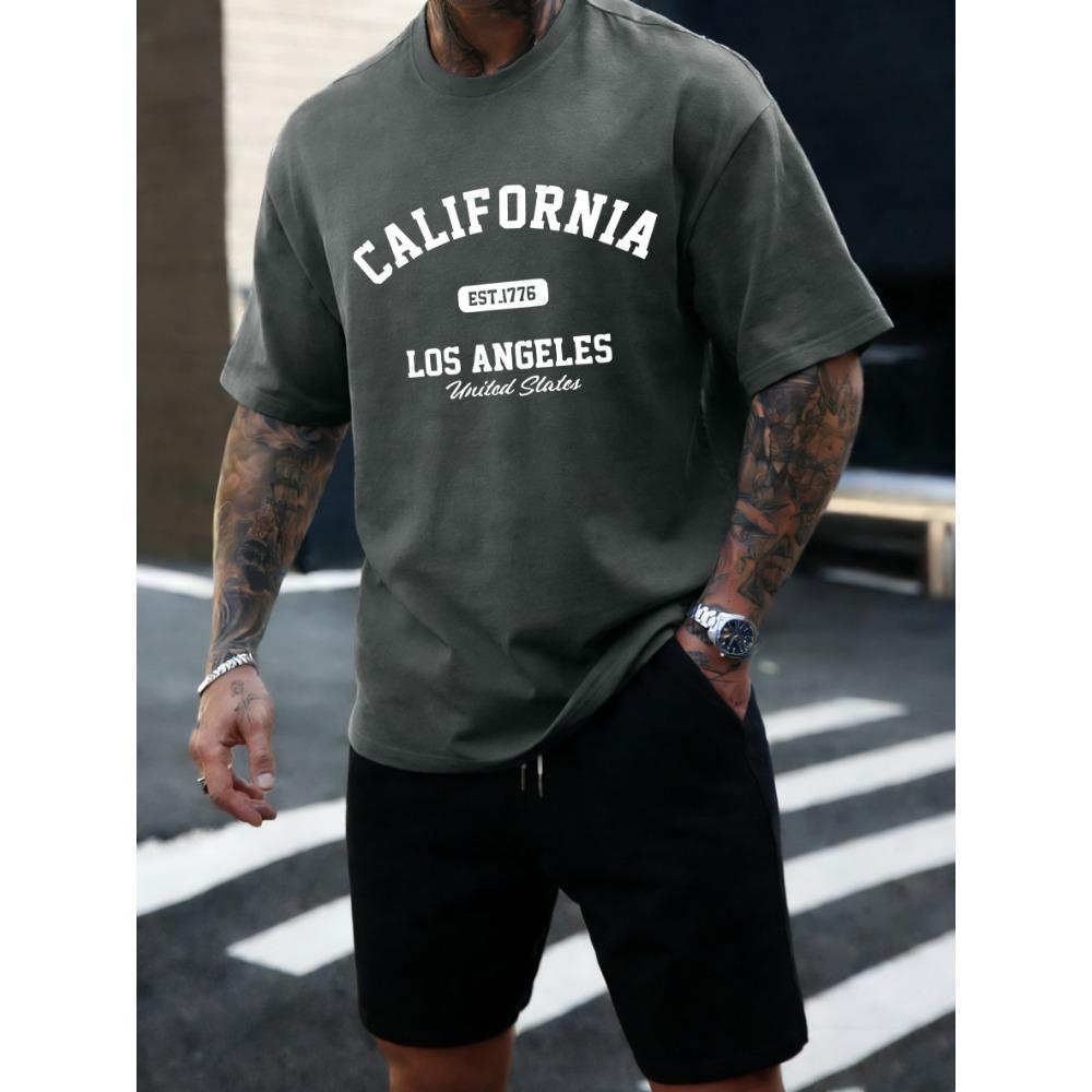 California Los Angeles Est 1776 Men T Shirts Retro Fashion Soft Short Sleeve Summer Comfortable T-Shirt Unisex Loose Top