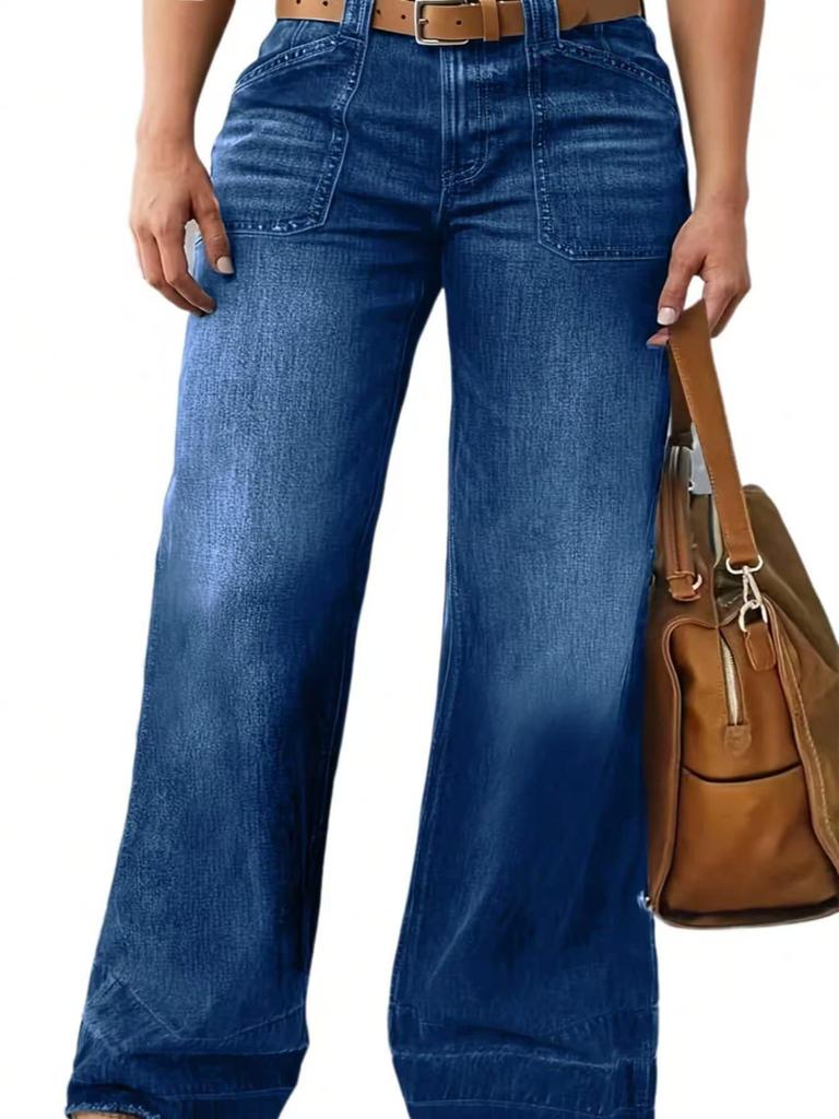 Damen Jeans mit weitem Bein, Übergröße, hohe Qualität, lässig, für alle Jahreszeiten