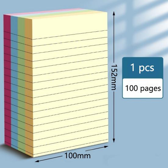 100/200 Pages of Horizontal Line Sticky Notes Paper Notebooks Large Student Office Sticky Notes Notebook Notes