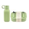 4-teiliges Set Silikon-Bento-Box Strohhalm-Wasserflasche Auslaufsicherer Lunchbehälter Gabel Löffel Mit Verpackungskarte BPA-frei Spülmaschinenfest