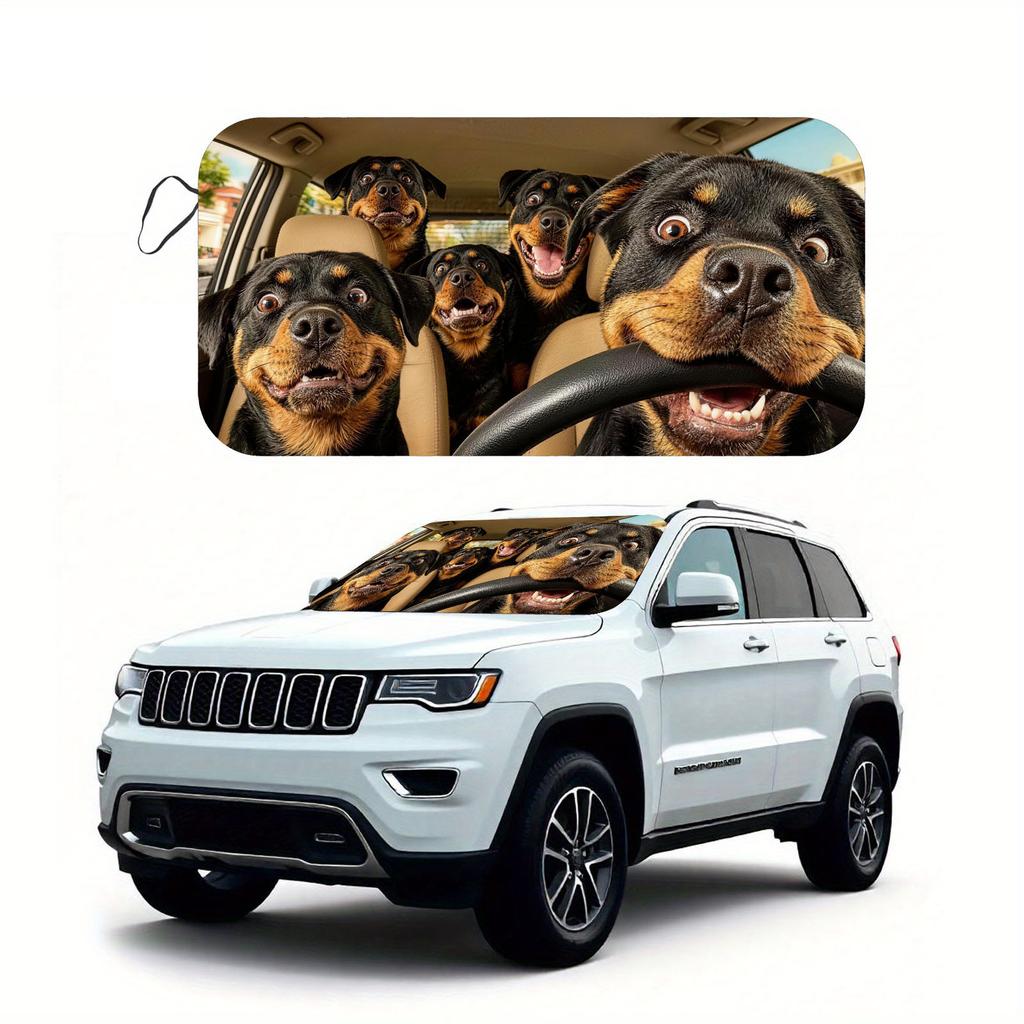 1Pcs Roaring Lion Pattern Windshield Sunshade UV Rays Heat Blocker Keeps Vehicle Cool Unique Design Fit Sedans SUVs Trucks RVs