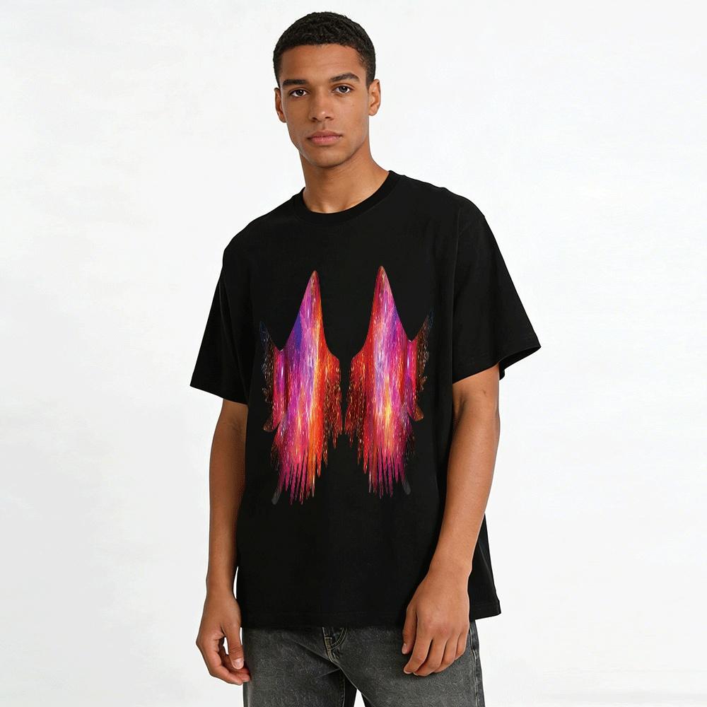 Galaxy Starry Wings Print Trendy Casual Top Pure cotton T-shirt