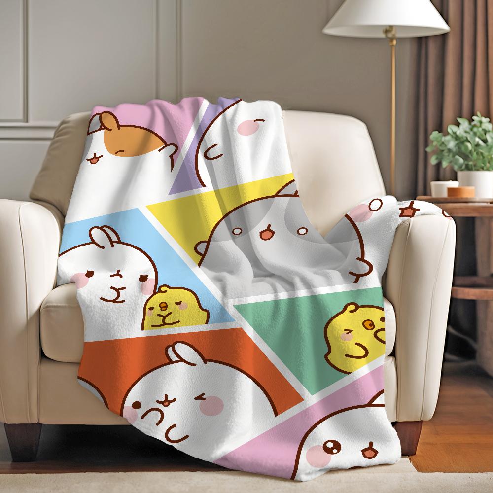 Kreslená Kawaii M Molang Deka Měkká a Šetrná k Pleti Pro Pohovku Postel Dřímotu Přehoz Na Postel Na Všechna Roční Období Přikrývka