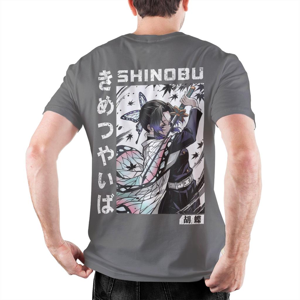 Men Demons Slayers Kocho Shinobu Inked Slashes T Shirt  Pure Cotton Tops Funny Short Sleeve Crewneck Tees Plus Size TShirt