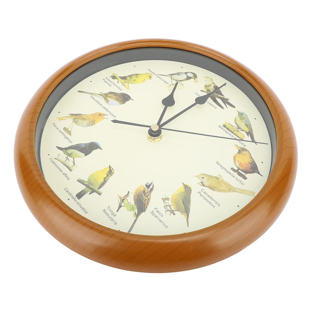 10 Inch Wall Clock Multipurpose Cuckoo Round Silent Punctual Bird Calls Christmas Music Indoor Wall Clocks for Living Room