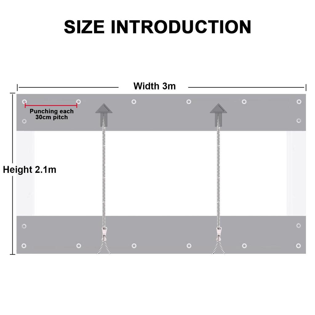 420 G/m² PVC Tarpaulin Transparent with Zip, Waterproof Tarpaulin for Outdoor Furniture, Porch, Pergola