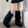 Fashion Faux Fur Furry Leg Warmers 40cm Y2K Long Tube Sock Soft Solid Color Knee High Girls Socks Autumn/Winter