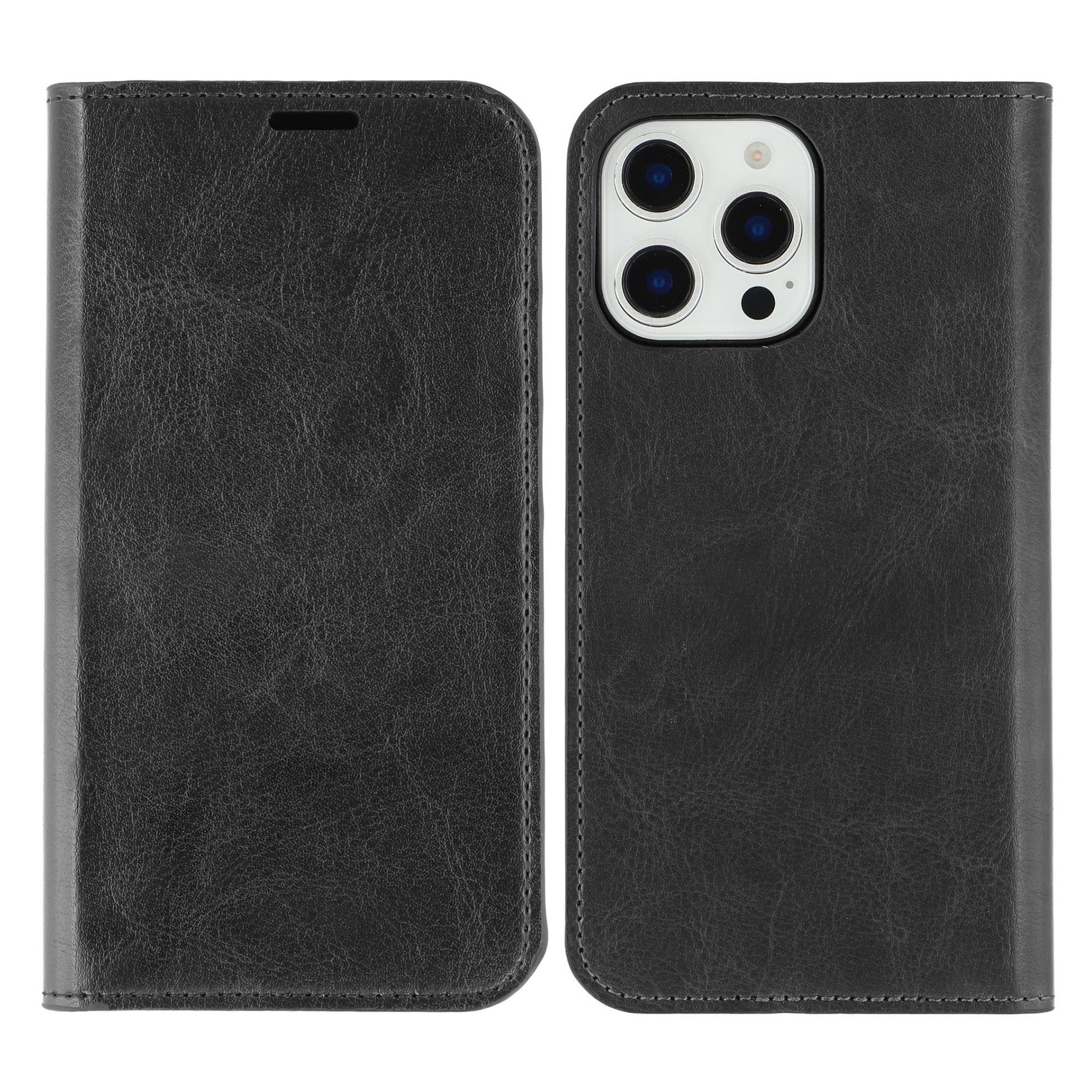 

For iPhone 16 Pro Stand Cases Genuine Split Leather Wallet Phone Cover Magnetic Closure