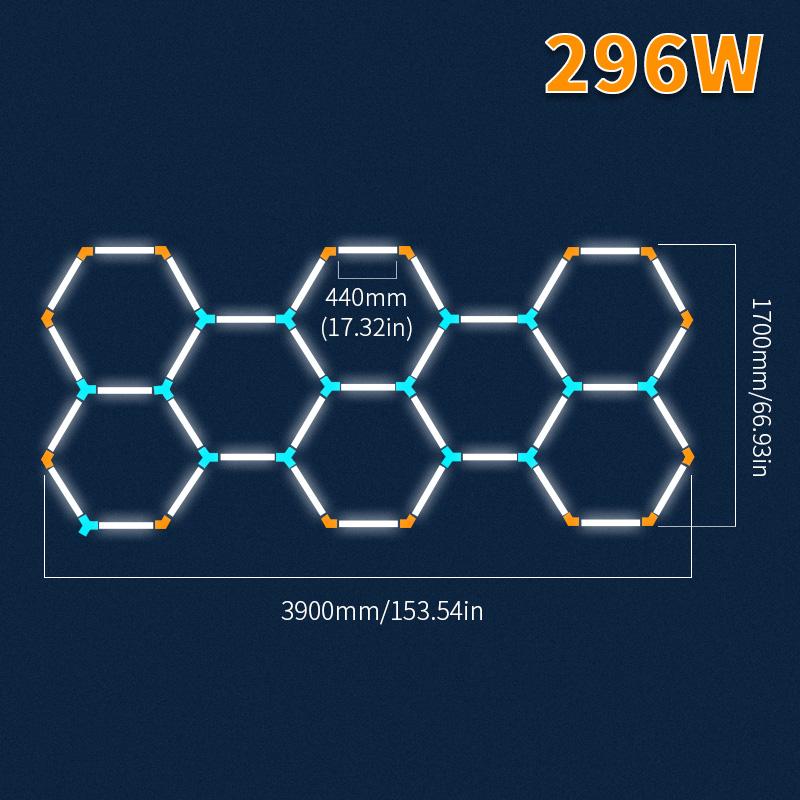 440mm Garage Light Hexagon Lights Lamp 85-265V Led Tube Honeycomb Ceiling Lighting For Auto Car Body Repair Led Worksho