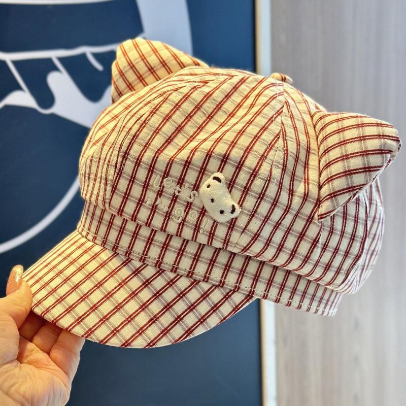 Sweet plaid cute cat ears star anise hat female cap spring new sweet face little painter hat