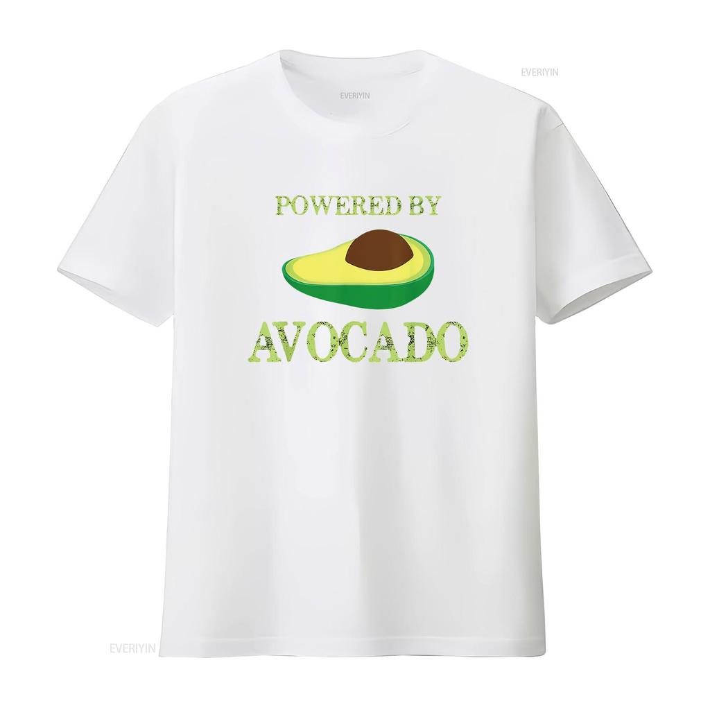 Mens Powered By Avocado T Shirt Funny V3 Black vintage Washed streetwear Breathable homme Top For Everyday Wear Comfortable