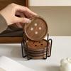 6-Piece Original Colorful Button Coaster Set with Cross-Shaped Iron Rack Coaster Holder Dopamine Round Wooden Coasters Exquisite Coffee Cup Holders
