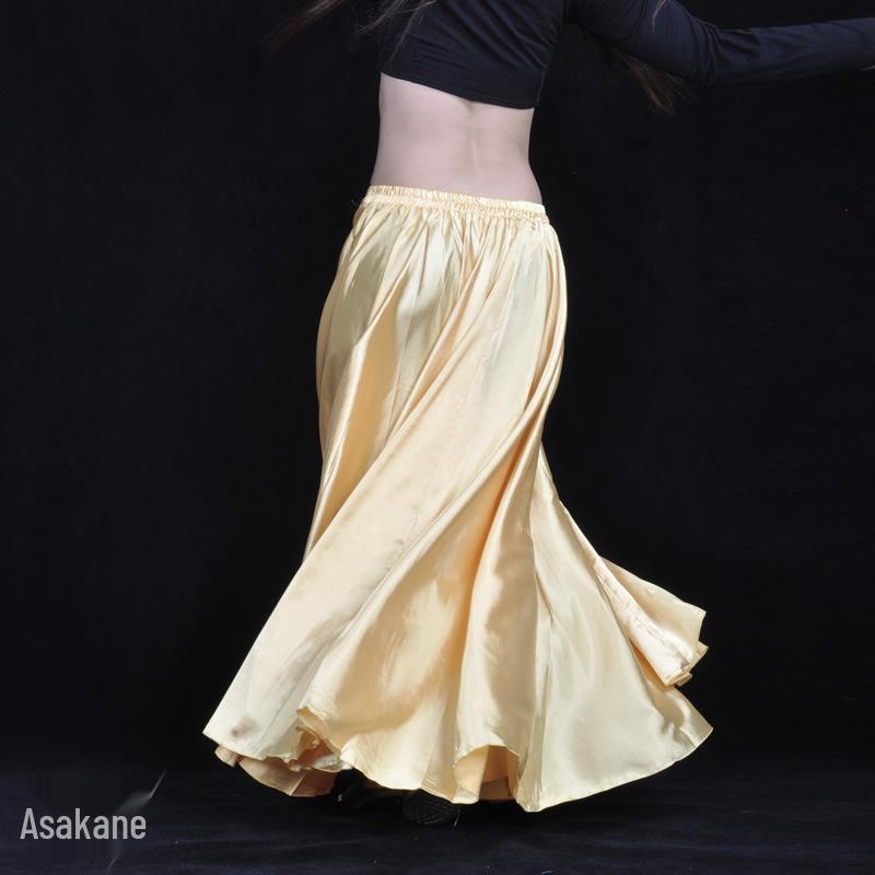 Big Swing Satin Belly Dance Skirt for Stage Performance