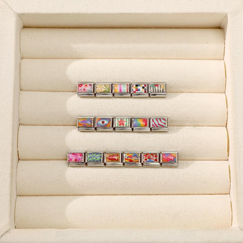 Y2K Personalized DIY Italian Creative Colors Charm Bracelet Flowers Eyes Starfish Bead Fit 9mm Stainless Steel Bracelet Jewelry