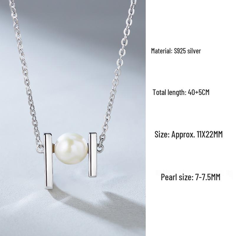 Stylish S925 Sterling Silver Bow Necklace with Freshwater Pearl – Fresh, Versatile Clavicle Chain for Women.